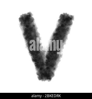Letter V made from black clouds on a white background. Stock Photo