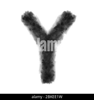 Letter Y made from black clouds on a white background. Stock Photo