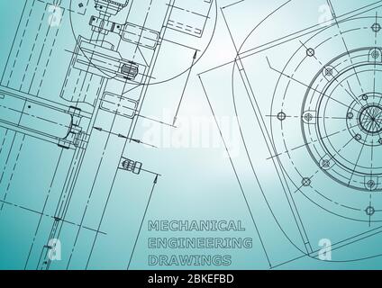 Blueprint. Vector engineering illustration. Cover, flyer, banner, background. Instrument-making drawings. Mechanical engineering drawing. Technical il Stock Vector