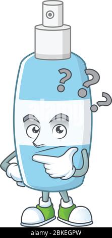 Spray hand sanitizer mascot design concept having confuse gesture Stock Vector