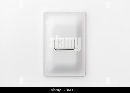 White Light Switch in the On Position Isolated on White Background. Stock Photo