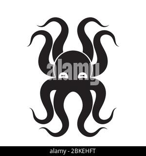 Octopus silhouette icon on a white isolated background. Vector image Stock Vector