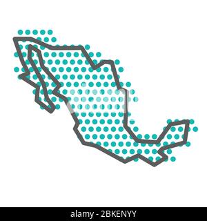 Mexico simple outline map with green halftone dot pattern Stock Vector
