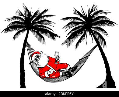 Santa Claus on vacation - vector illustration Stock Vector
