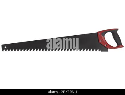 Aerated concrete saw with red handle isolated on white background Stock Photo
