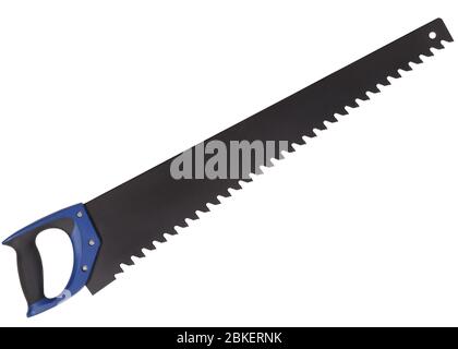 Aerated concrete saw with blue handle isolated on white background Stock Photo