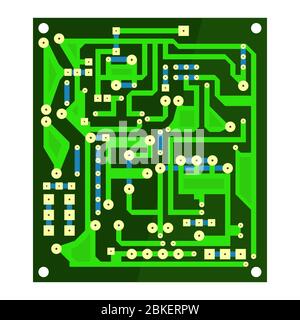 Green Circuit Board. Flat Design. Computer Technology Background. Modern Circuit Board Pattern. High Tech Symbol. Stock Vector