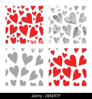 Watercolor hearts seamless pattern. Stock Vector