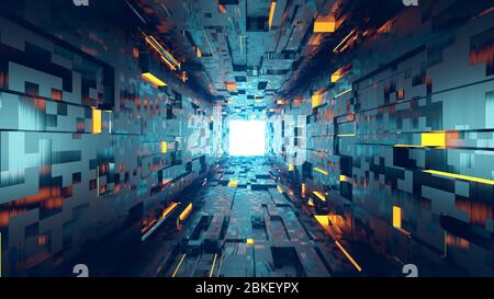 Abstract 3d architecture tunnel with light background. Design element Stock Photo