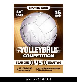Volleyball Sport Competition Leaflet Poster Vector Stock Vector