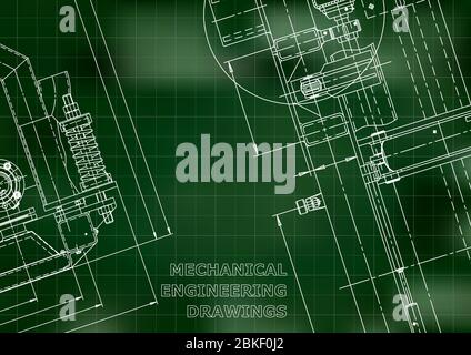Mechanical engineering drawings. Engineering. Green. Grid Stock Vector ...