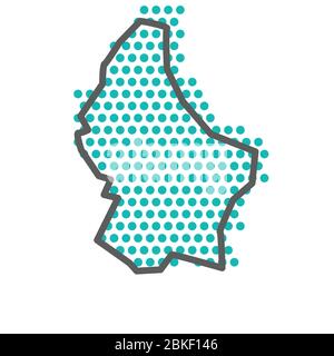 Luxembourg simple outline map with green halftone dot pattern Stock Vector