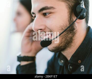close up. portrait of call center operato Stock Photo