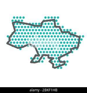 Ukraine simple outline map with green halftone dot pattern Stock Vector