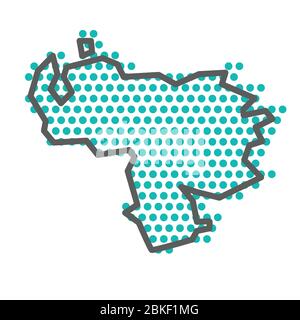 Venezuela simple outline map with green halftone dot pattern Stock Vector