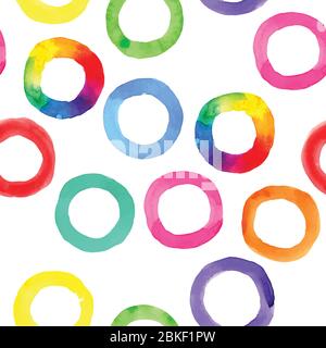 Retro hand drawn circles ornament. Round shapes seamless pattern Stock Vector
