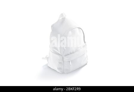 Blank white closed backpack with zipper mockup, side view Stock Photo