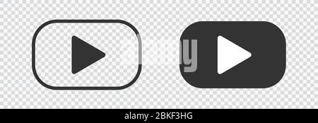 Play button icon isolated on transparent background. Black symbol for your design. Vector illustration, easy to edit. eps 10 Stock Vector