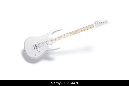 Blank white electric guitar mock up, no gravity Stock Photo