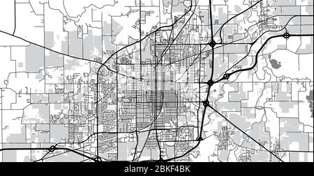 Urban vector city map of Springfield, USA. Illinois state capital Stock Vector