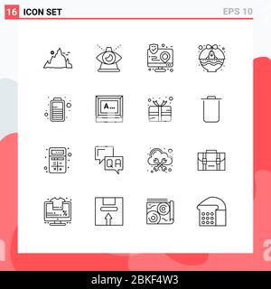 Pack of 16 Modern Outlines Signs and Symbols for Web Print Media such as easter, basket, of, map, interaction Editable Vector Design Elements Stock Vector