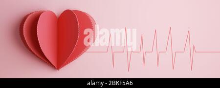 Heart with electrocardiogram test in the background. Health concept. 3d rendering  Stock Photo