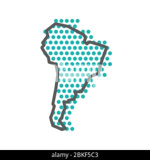 South America simple outline map with green halftone dot pattern Stock Vector