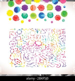 Colorful watercolor vector arrows. Vector design elements isolated on white background Stock Vector