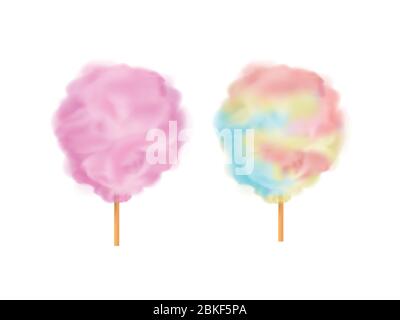 Sugar clouds 3d vector icon set. Stock Vector