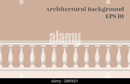 Architectural background with balustrade. The enclosure of the balcony or veranda. Architectural part of the order. Vector EPS10 Stock Vector