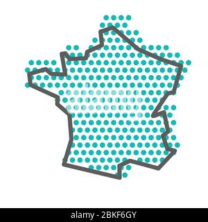 France simple outline map with green halftone dot pattern Stock Vector