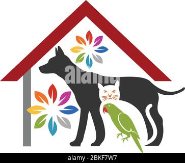 Illustration art of a pet care logo with isolated background Stock Vector