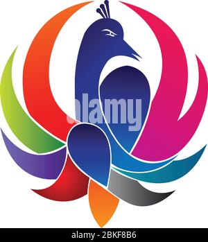 Illustration art of a peacock logo with isolated background Stock Vector
