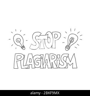 Stop plagiarism hand drawn text. Intellectual property lettering. Vector illustration. Stock Vector