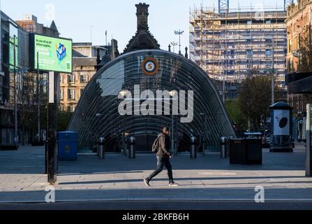 St Enoch Underground station in Glasgow during the Covid-19 lockdown. Stock Photo