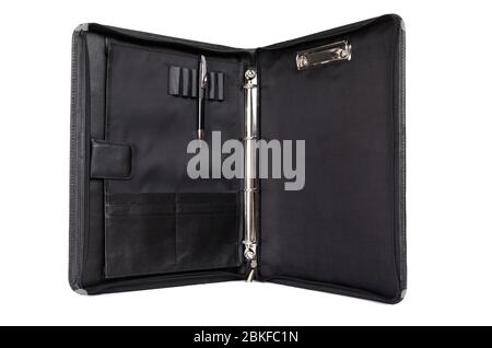 office leather folder for securities on a white background. Stock Photo