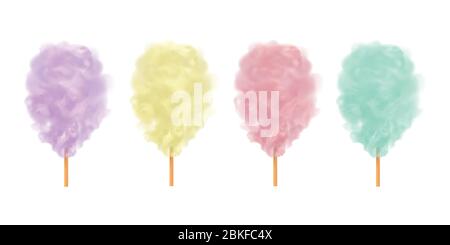 Sugar clouds 3d vector icon set. Stock Vector