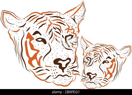 Illustration art of a tiger logo with isolated background Stock Vector