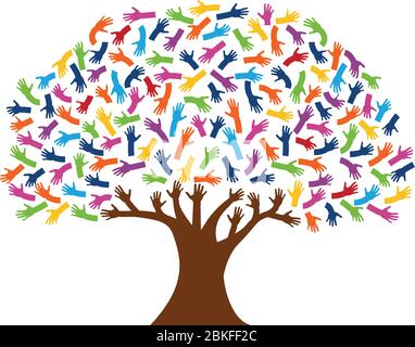 Illustration art of a hands tree logo with isolated background Stock Vector