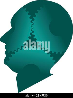 Illustration art of a mind gear logo with isolated background Stock Vector