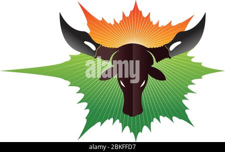 Illustration art of a Indian Cow logo with isolated background Stock Vector