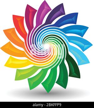 Illustration art of a colorful sunflower logo with isolated background Stock Vector