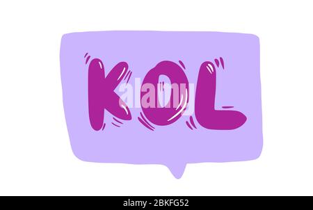 KOL text on speech bubble. Key opinion leader abbreviation advertising quote. Influencer concept.  Digital social media marketing with bloggers. Vecto Stock Vector