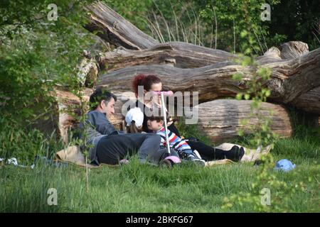 Family spending quality time in the park Stock Photo