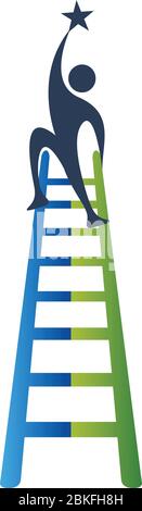 man support ladder logo Stock Vector