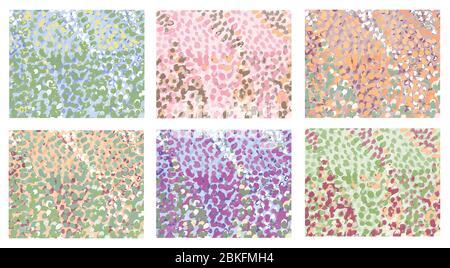 Handmade watercolor painting illustration. Dotted technique. Pointillism. Stock Vector