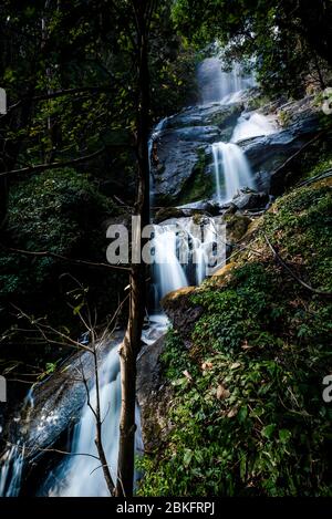Long exposure Wachiratharn Waterfall, Doi Inthanon National Park, Chiang Mai, Thailand, Southeast Asia, Asia Stock Photo