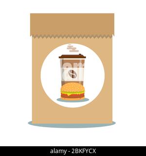 Fast Food - Take Away Handle Lunch Bags Stock Vector