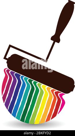 rainbow painting roller logo Stock Vector