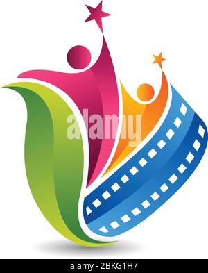 Illustration art of a acting education logo with isolated background Stock Vector